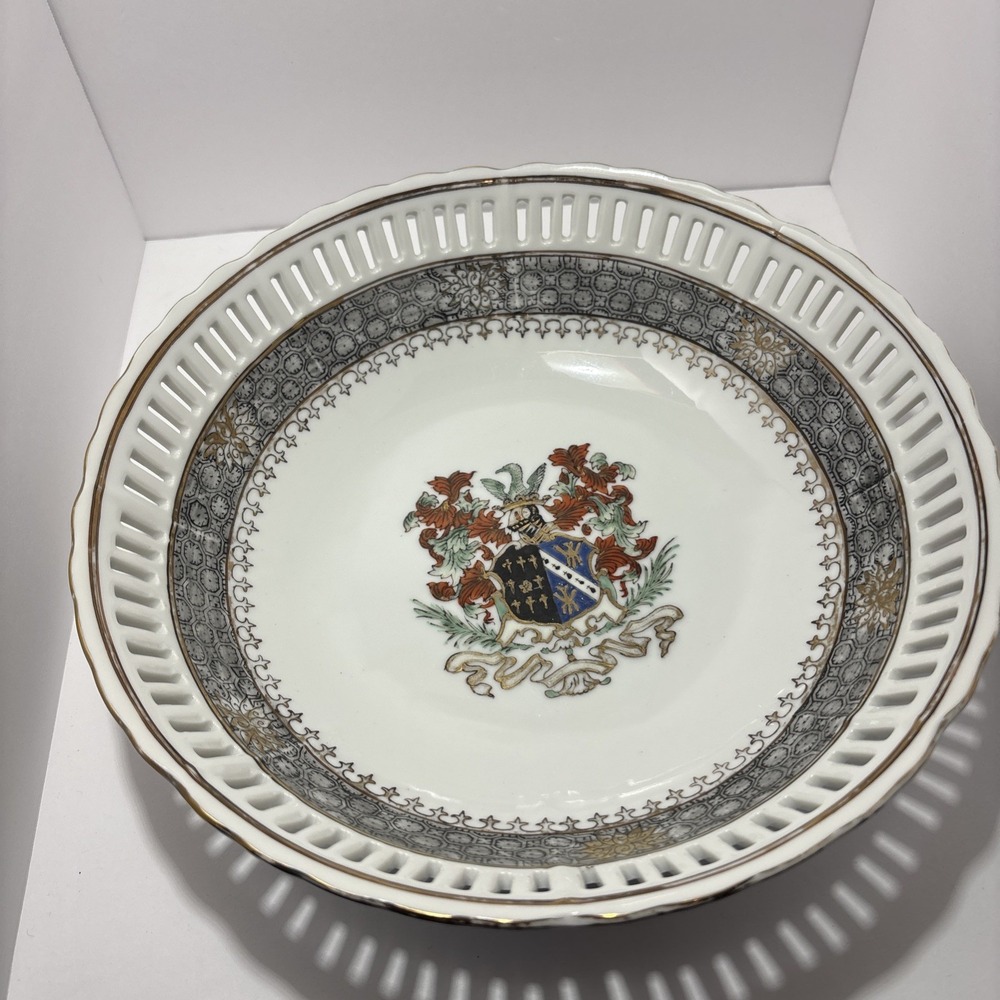 Vintage Chinese Lattice Hand Painted Bowl